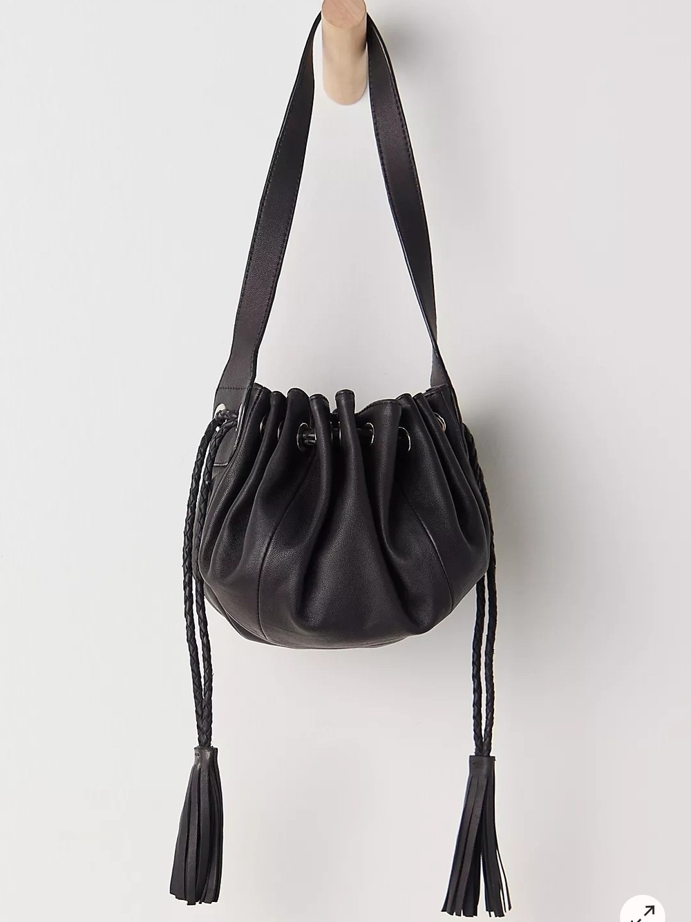 NWT | Free People Piper Drawstring Pouch | Black Leather